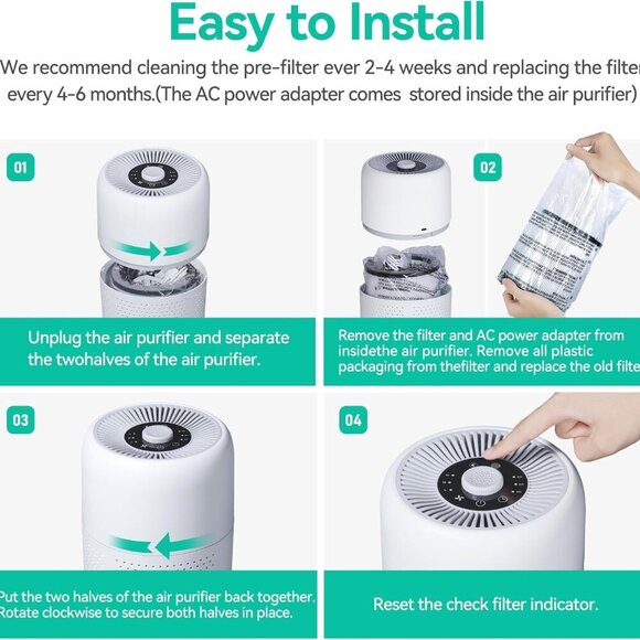 2 Pack Air Purifiers for Bedroom Home with Aromatherapy Function,Small Air Purif - Picture 7 of 7